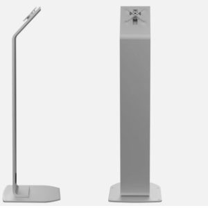 Combo 21.5” Waterproof Industrial Android Tablet PC With Kiosk VESA Floor Stand for 21.5/27-inch Displays All Metal, with Printer Storage and Card Reader Bracket