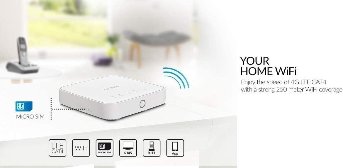 Router Alcatel Link Hub 4G LTE Unlocked Worldwide HH41NH Multibam 150 Mbps Wi-Fi (4G LTE USA Latin Caribbean Euro Asia Africa) + RJ45 Up to 32 Users HH41NH-2BTGMXA-1 For Home Use