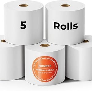Thermal Paper 3 1/8 x 230ft, 5 Rolls Receipt Paper Work for Star Micronics TSP100 TSP143 Epson 80mm Receipt Printer Square POS Register Credit Card Terminals, Pos Register Paper BPA Free
